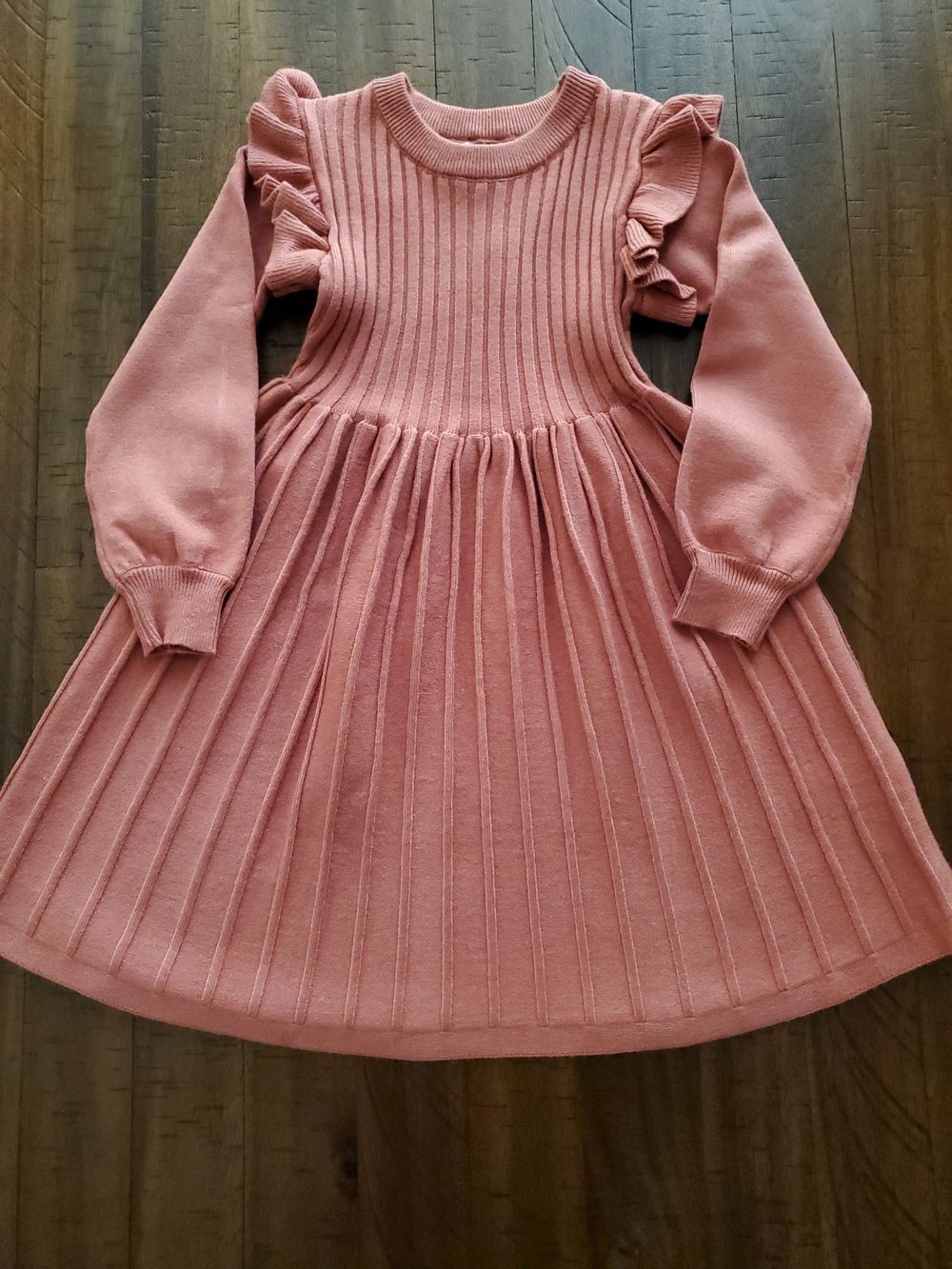 NWT Danna Belle Sweater Ruffle Lantern Sleeve Dress in Dusty Rose - Size 6 Years